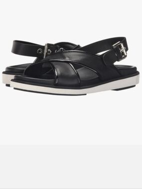 Aquatalia Crisscross Slingback Sandals, Black, 9.5, NWT 